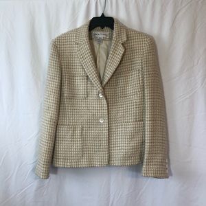 ~VINTAGE Tan Houndstooth Blazer w/ shoulder pads